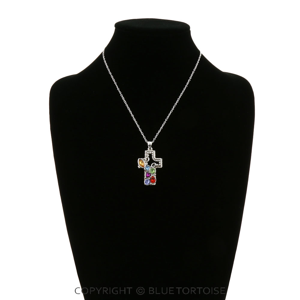 Tailored Ball TXR Cross with Stone Necklace – Bluetortoisewholesale