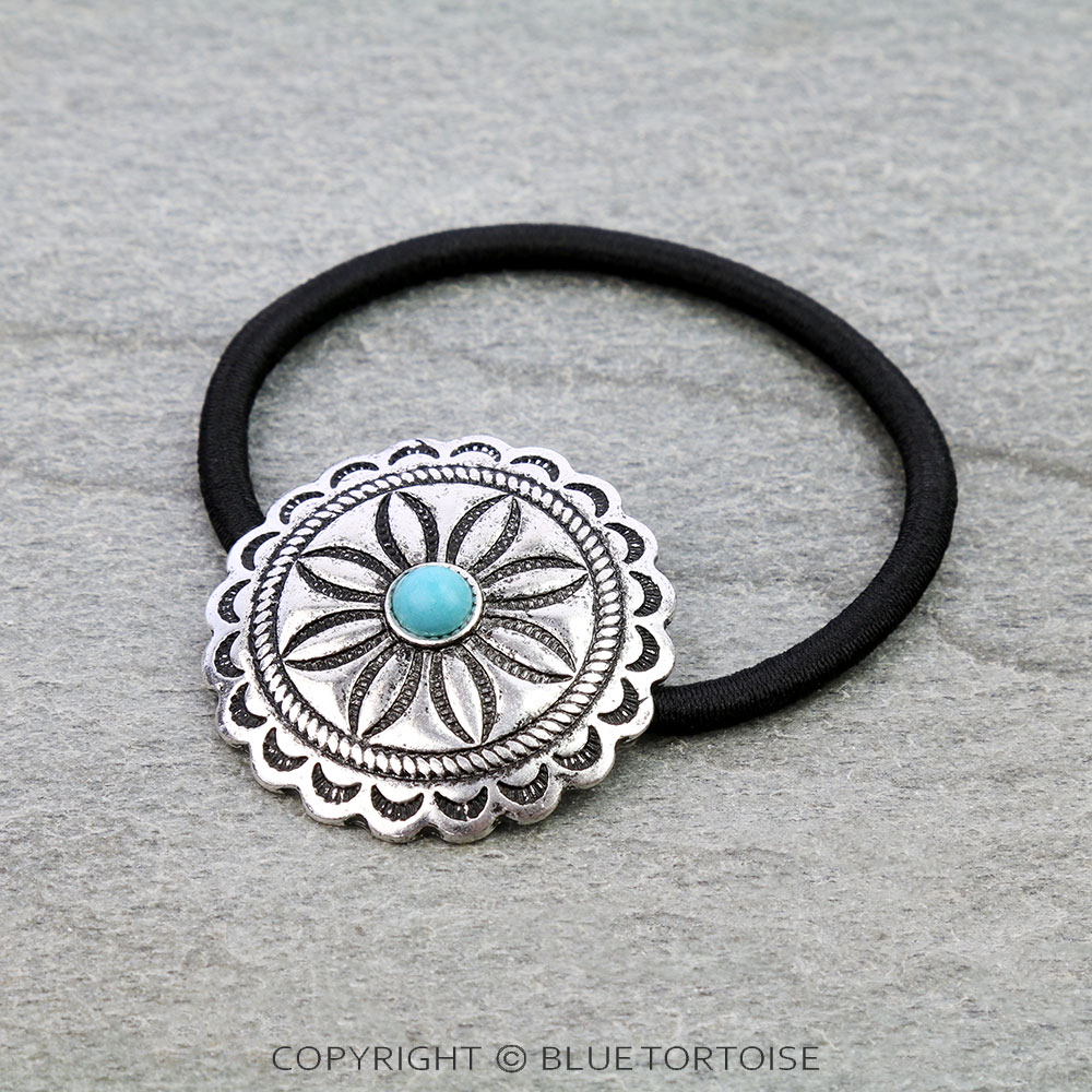 Western Concho Stone Hair Tie