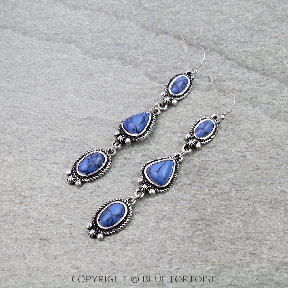 Western Hand Stone Drop Dangle Earrings