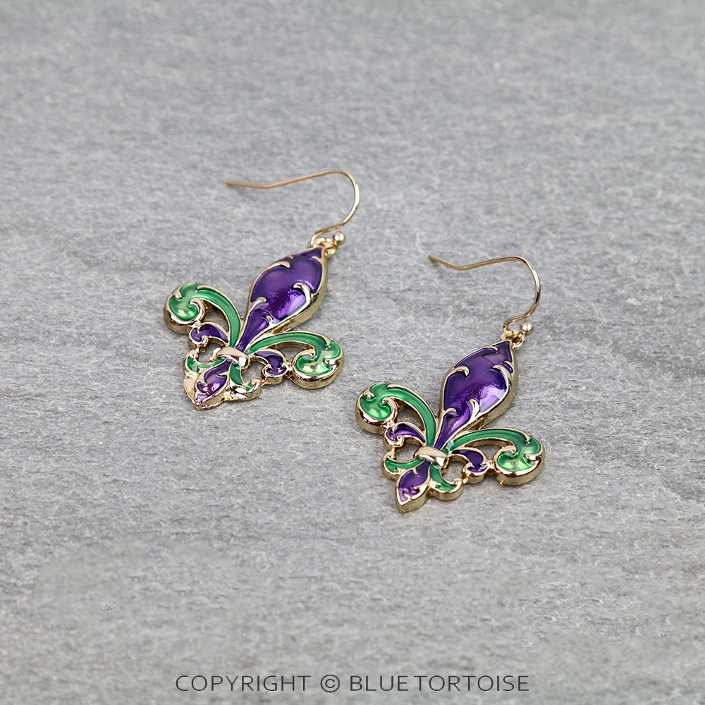 Mardi Gras/Fleur De Lis Dangle Earrings