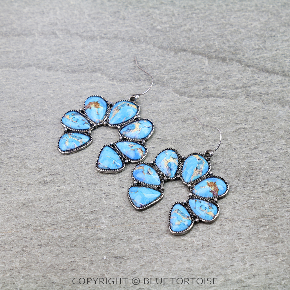 Western Squash Blossom Stone Dangle Earrings