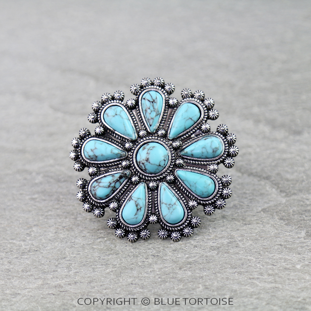 Western Concho Stone Stretch Ring