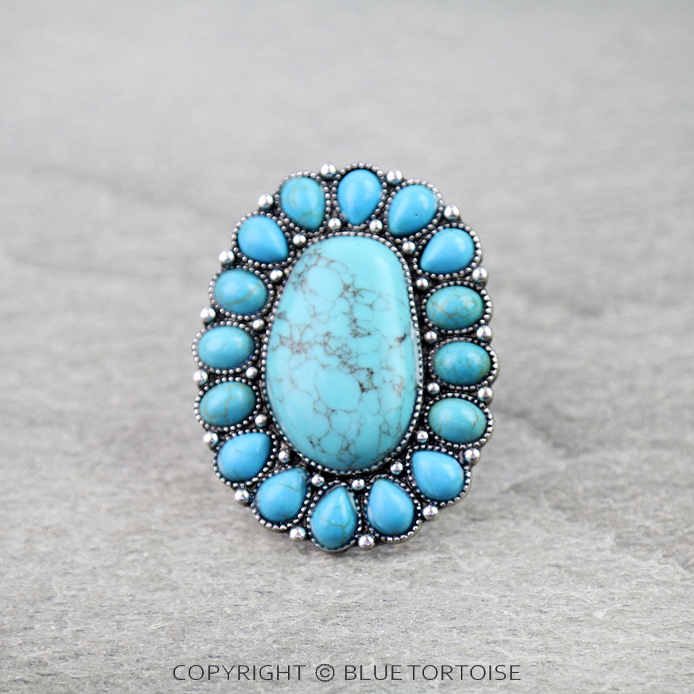 Western Concho Stone Stretch Ring