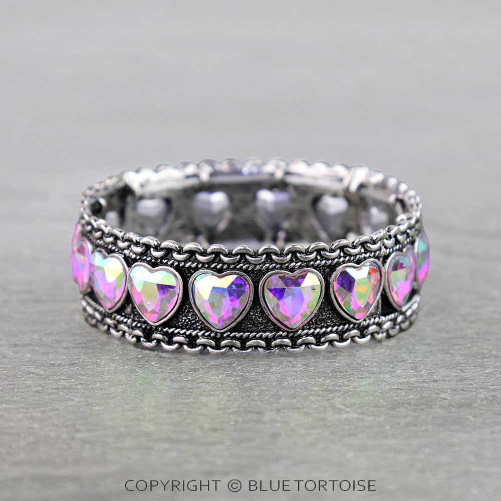 Western Chain TXR Heart Stone Stretch bracelet