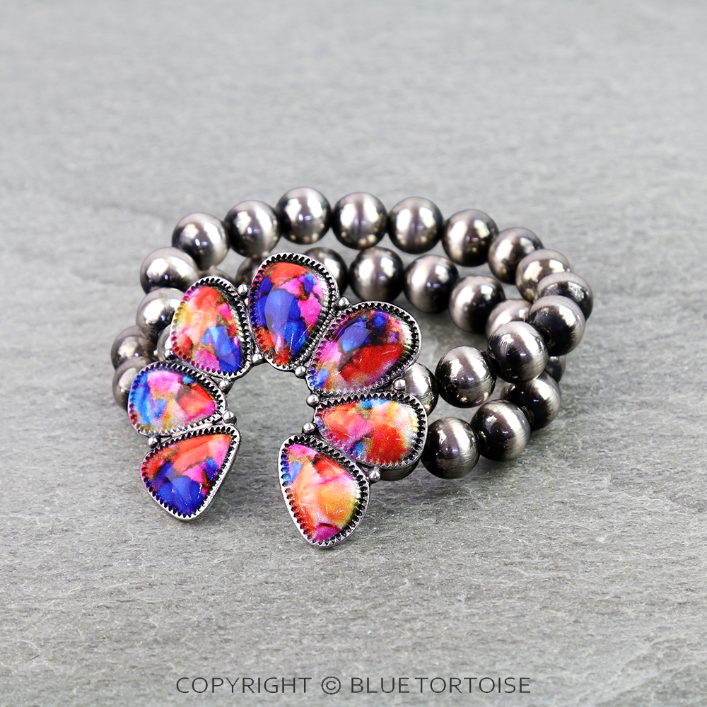 Western Squash Blossom Stone Bracelet