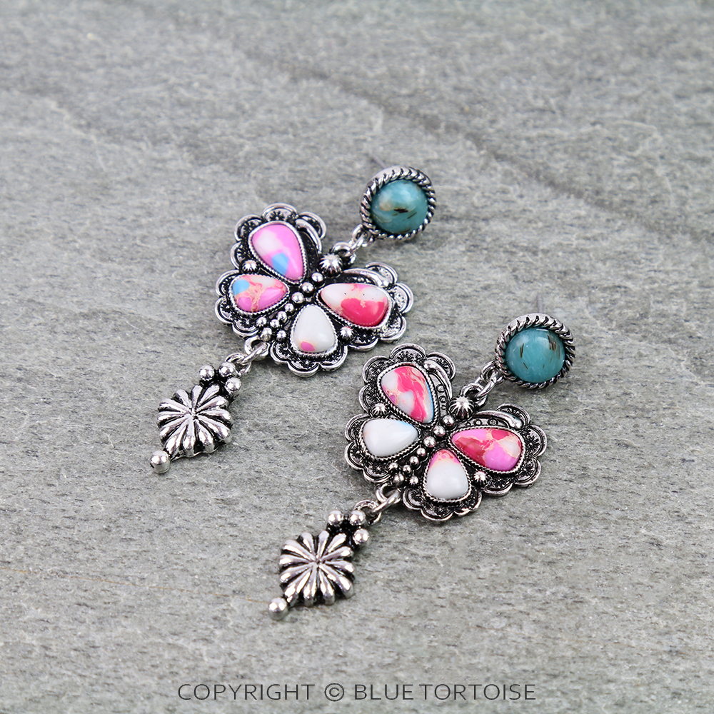 Western Butterfly Stone Stud Earrings