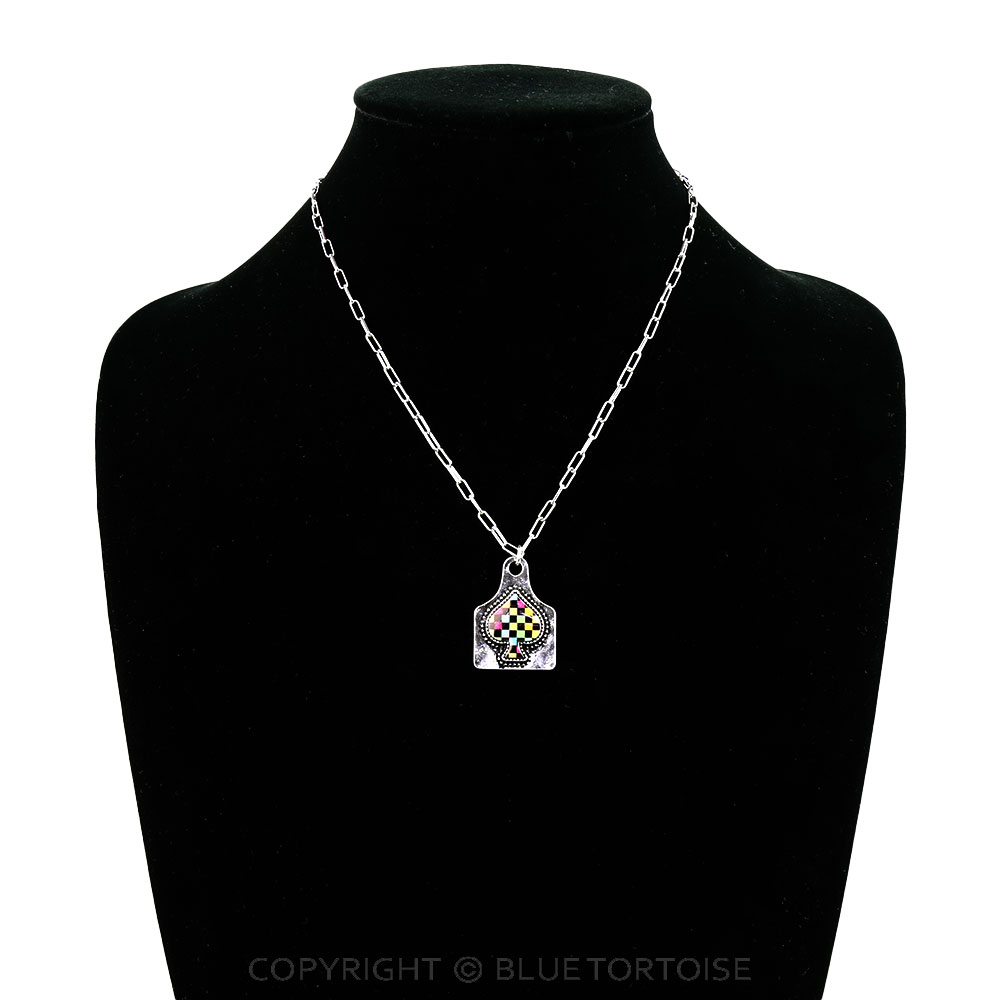 Spade Rainbow Checker Necklace - Image 2