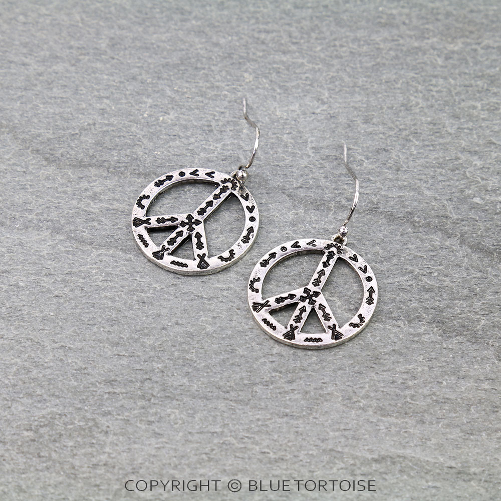 Western Peace Sign Dangle Earrings