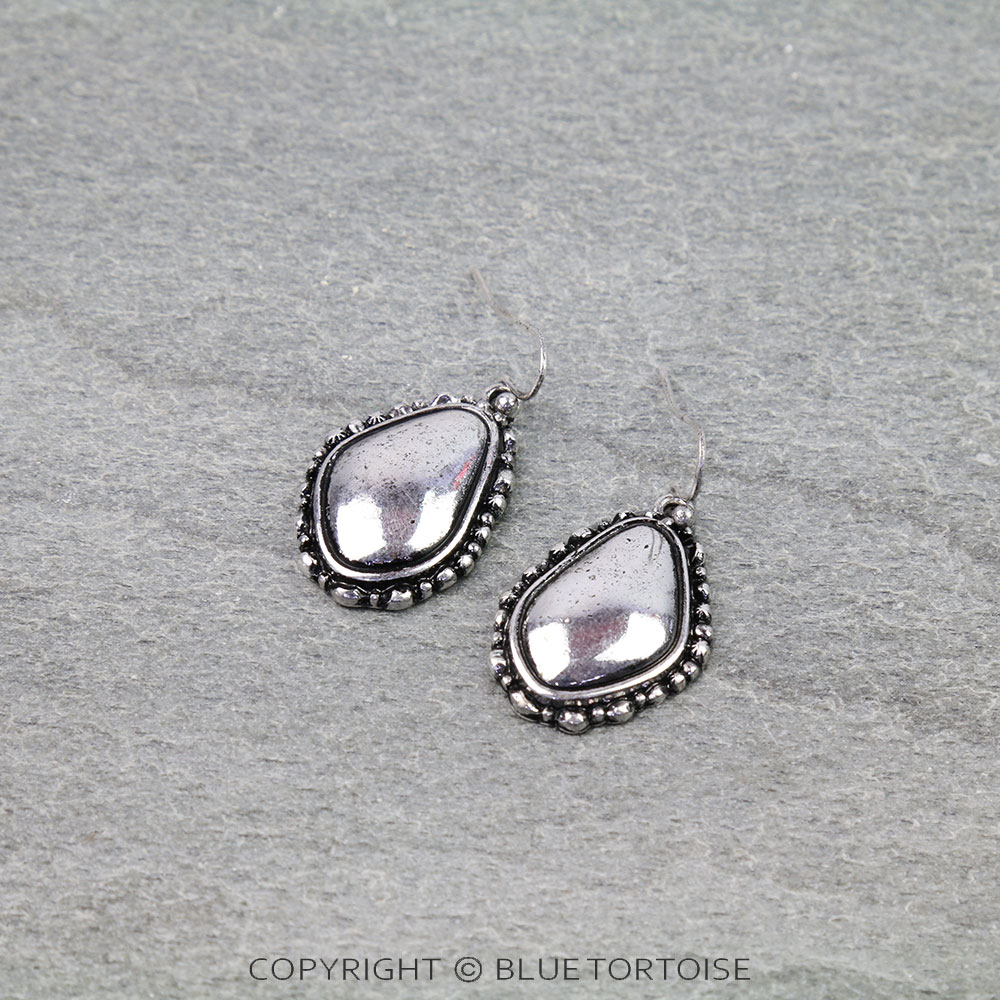 Western Ball TXR Concho Teardrop Dangle Earrings