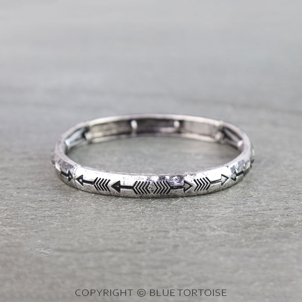Western Arrow Etched Stretch Bracelet