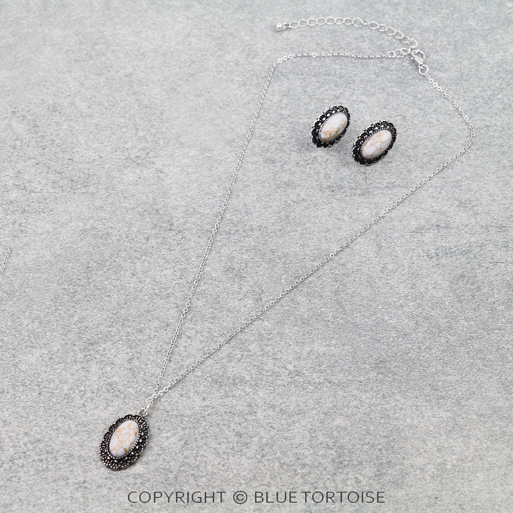 Western Concho Stone Necklace Set