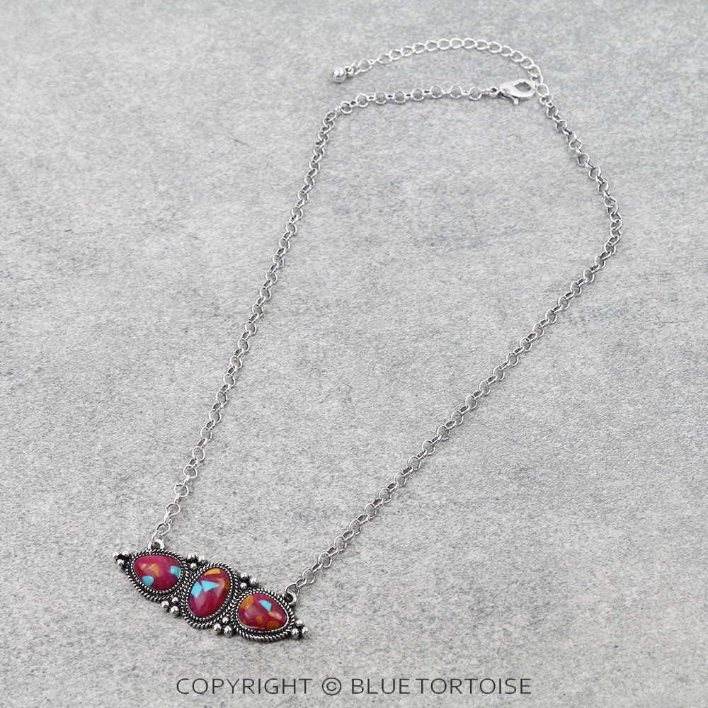 Wester Bar Semi Stone Necklace