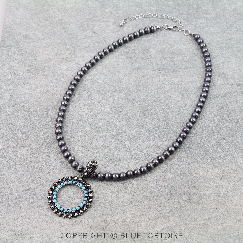 Western Concho Stone Necklace