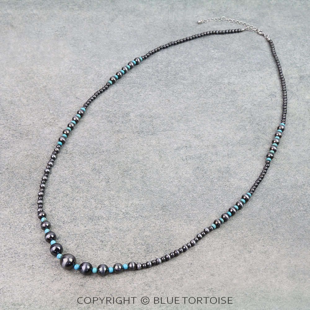 Western Navajo Style Pearl Long Necklace