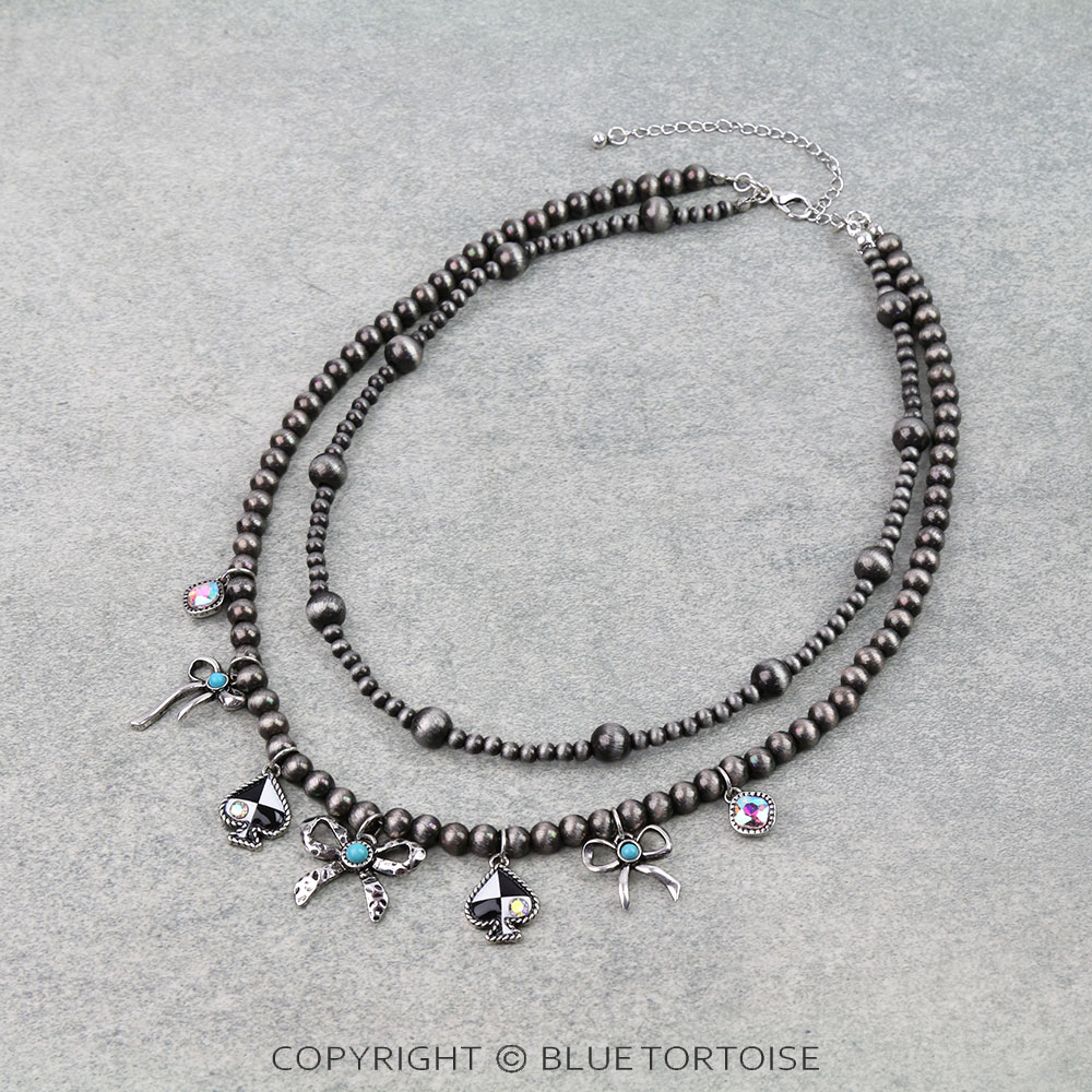 Western Bow Multi Charm Necklace