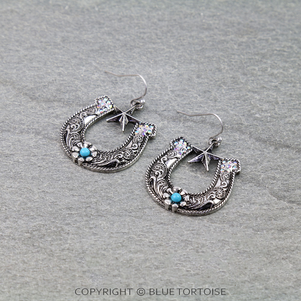 Western Horseshoe Dangle Earrings