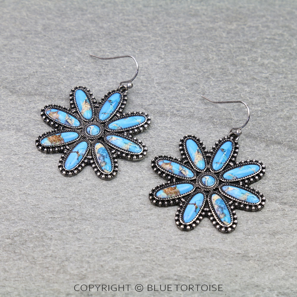 Western Concho Print Dangle Earrings
