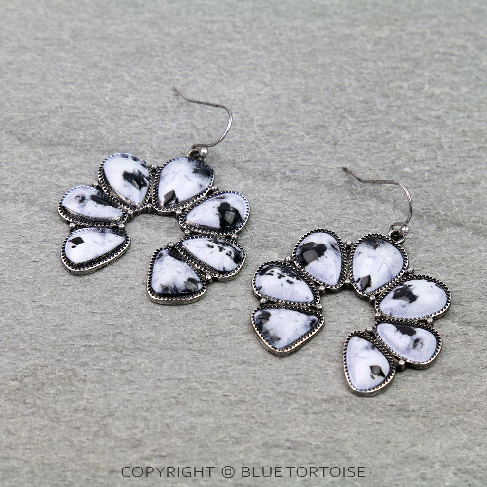 Western Squash Blossom Print Dangle Earrings