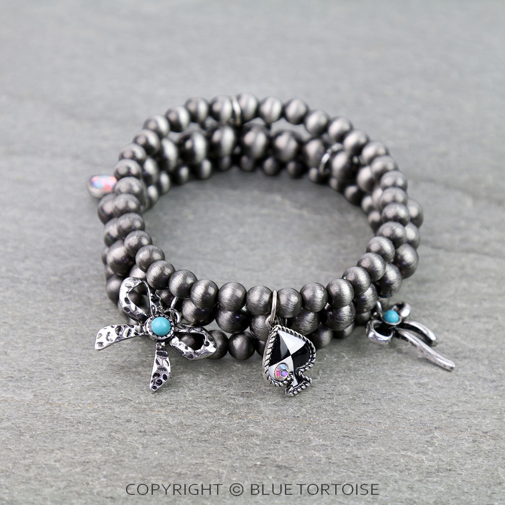 Western Bow Multi Charm Stackable Bracelets