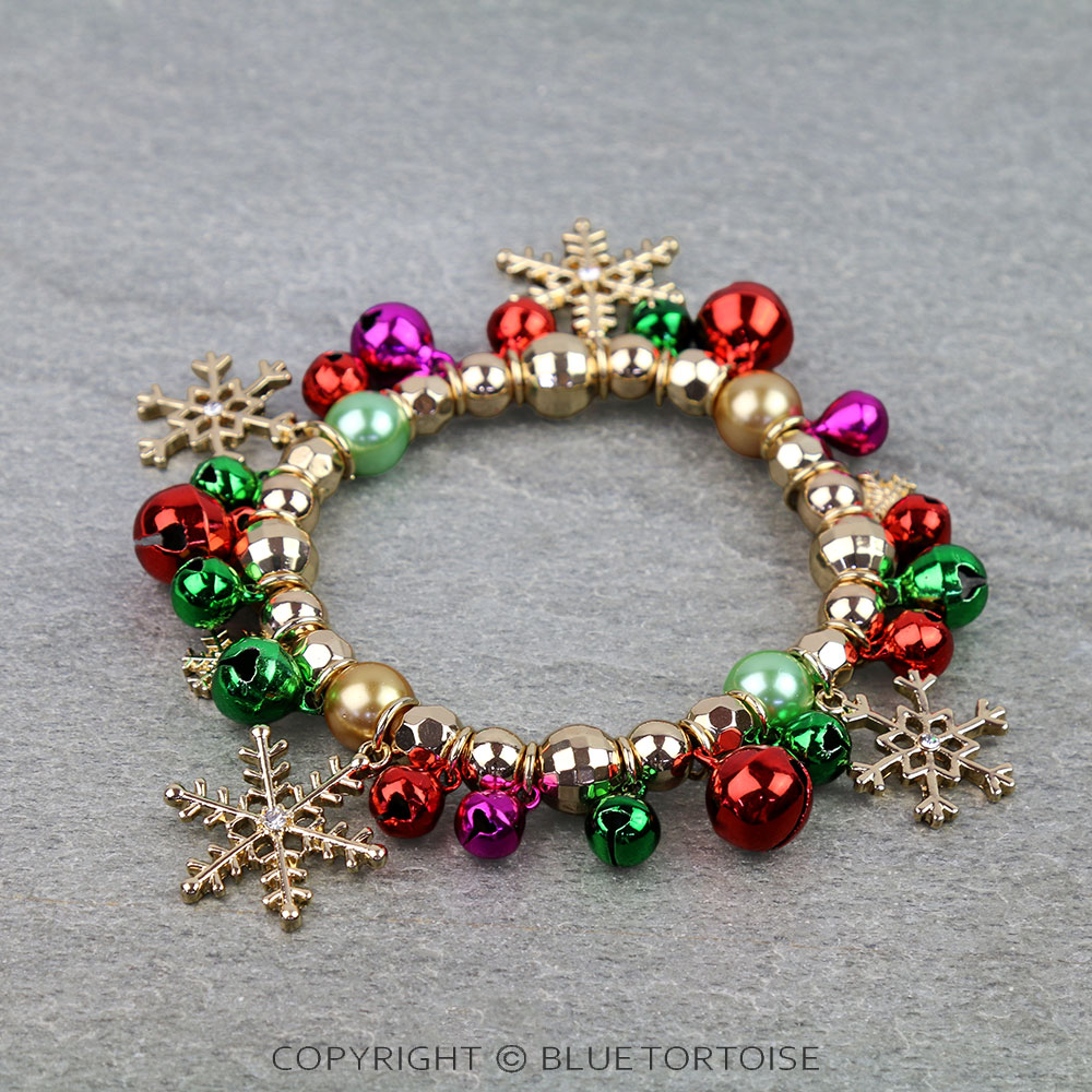 Christmas Snowflake Charm Stretch Bracelet