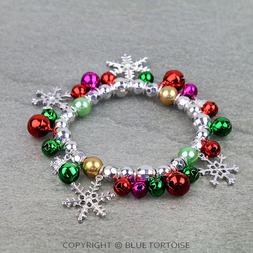 Christmas Snowflake Charm Stretch Bracelet