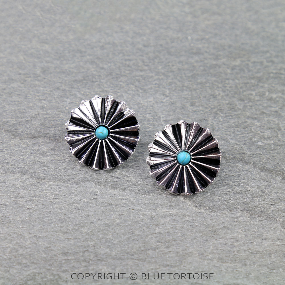 Western Concho Stud Earrings