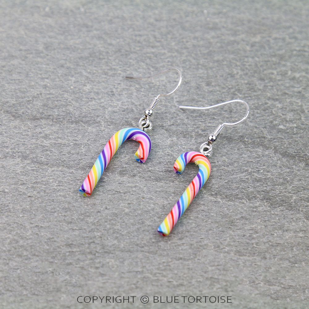 Christmas Candy Cane Dangle Earrings