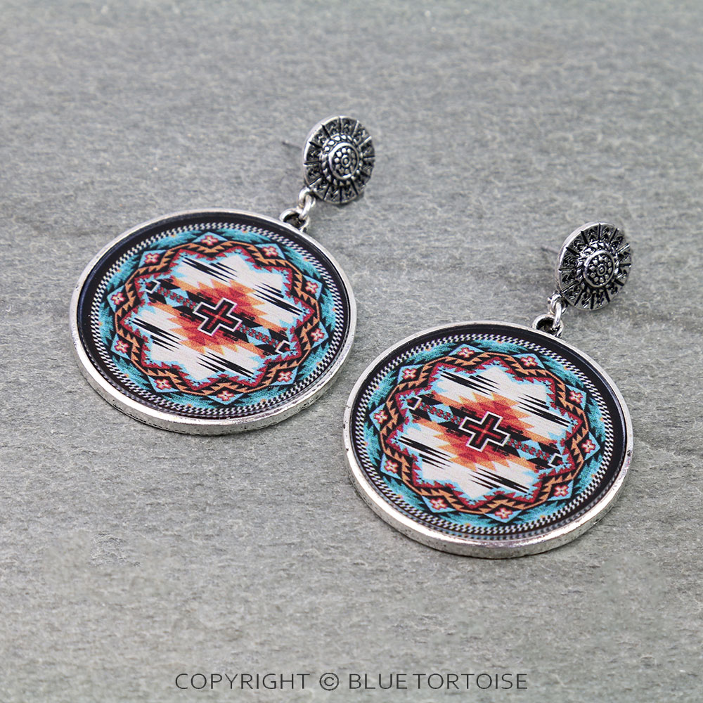 Western Aztec Print Bubble Stud Earrings