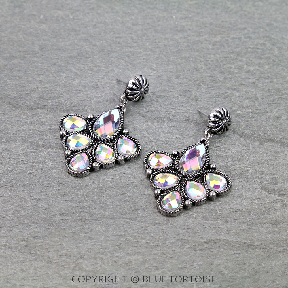Western Cluster Stone Stud Earrings