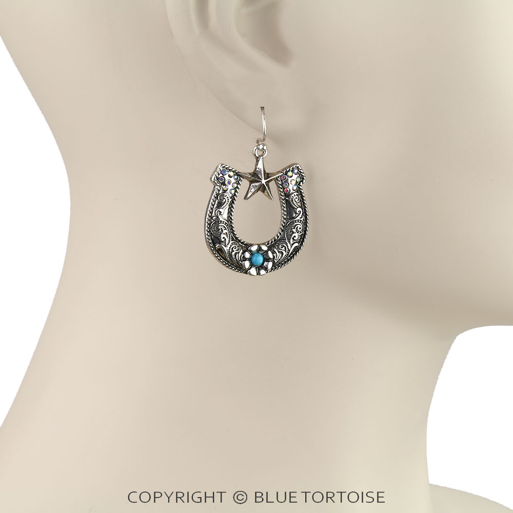 Western Horseshoe Dangle Earrings - Image 2