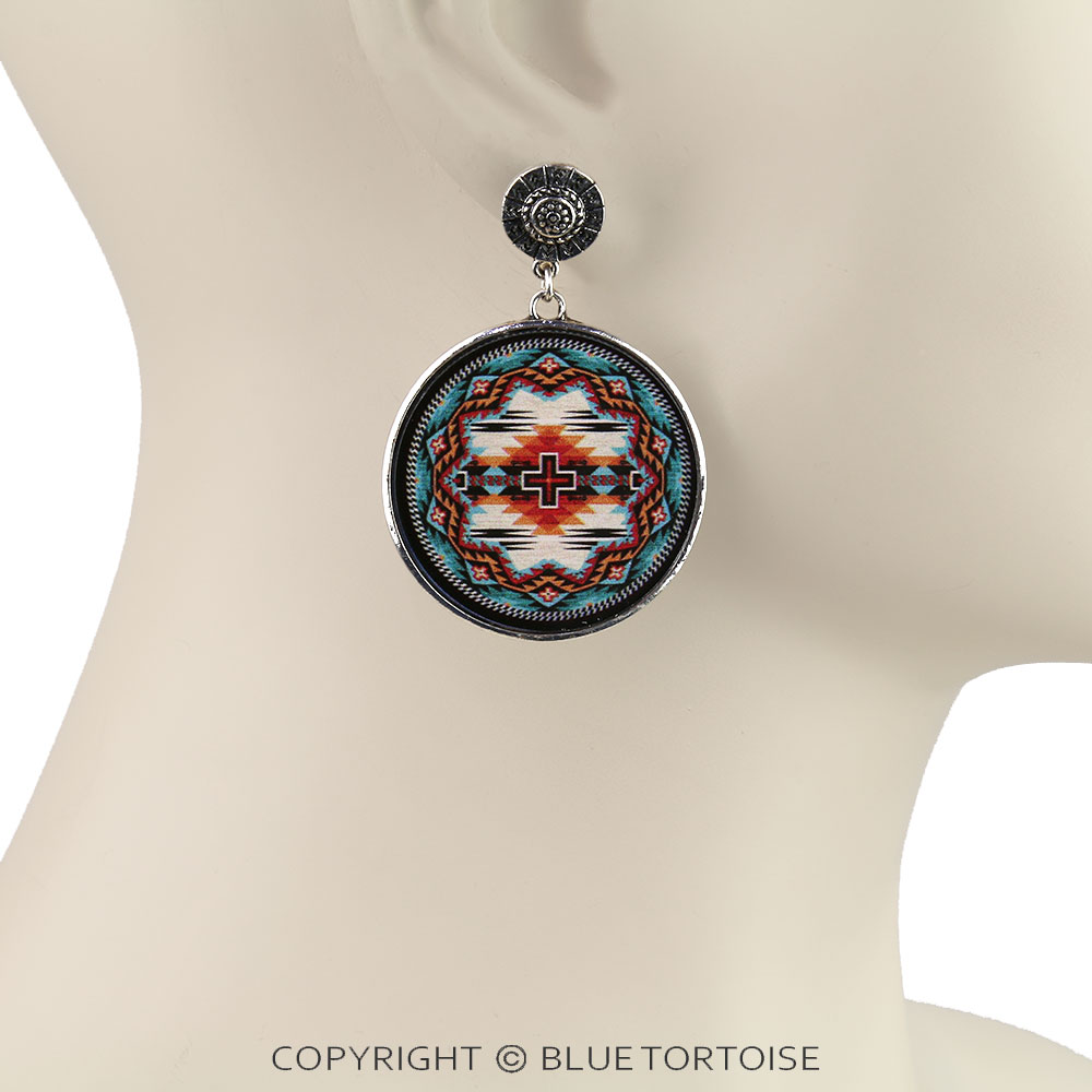 Western Aztec Print Bubble Stud Earrings - Image 2