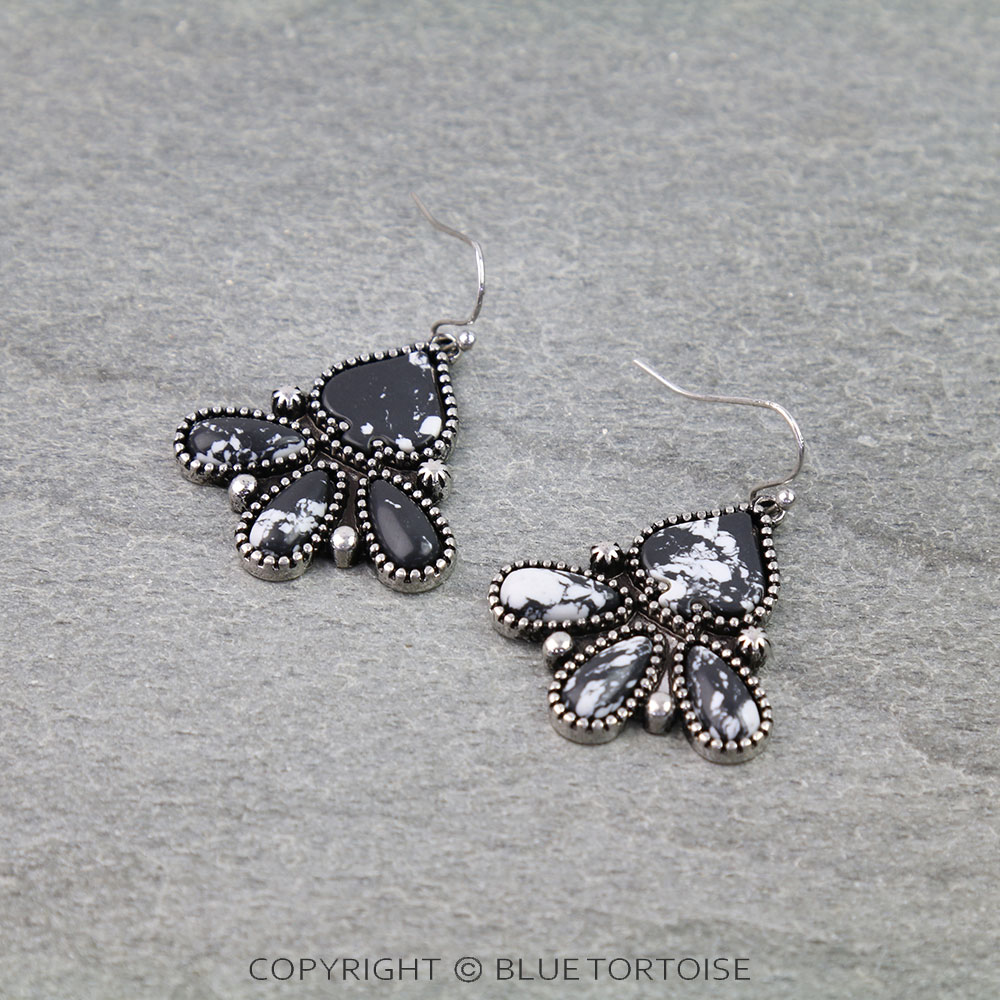 Western Spade Hand Stone Dangle Earrings
