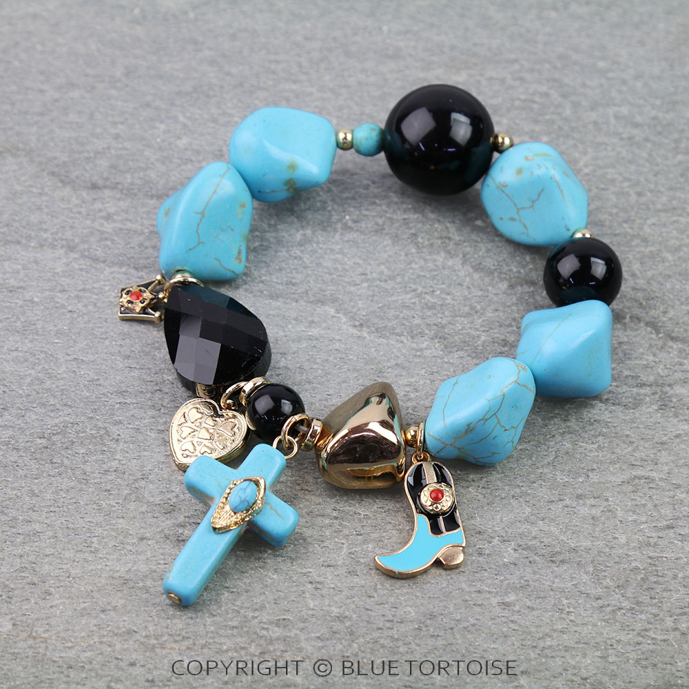 Western Cross Stone Stretch Bracelet