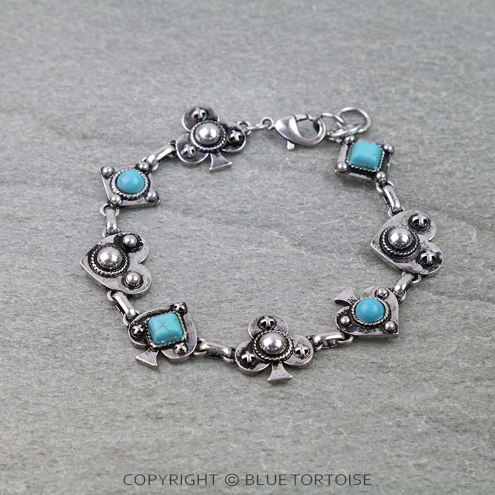 Western Poker Theme Link Bracelet