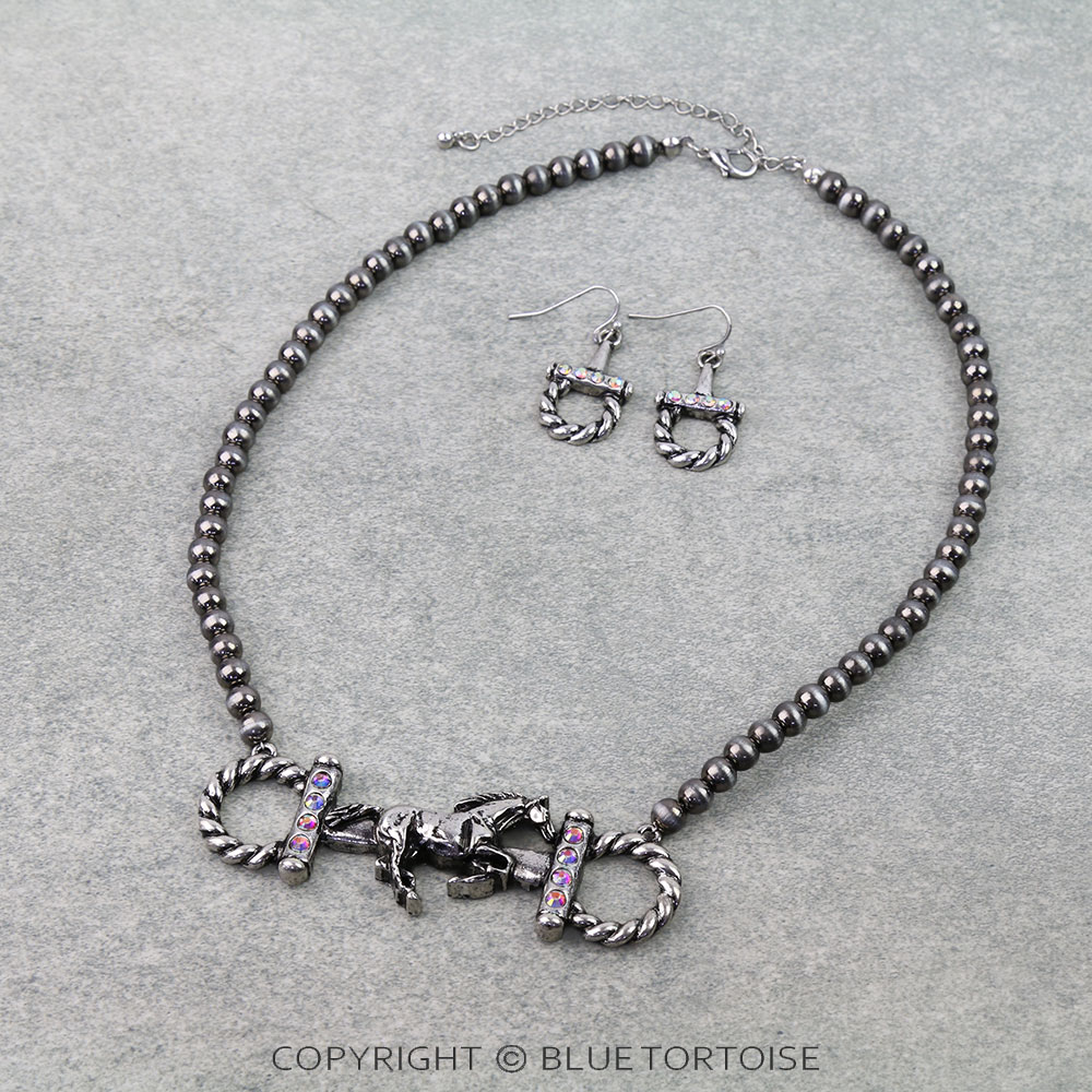 Western Horse Horsebit Necklace Set