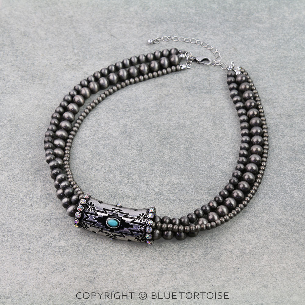 Western Ball TXR Navajo Style Pearl Necklace
