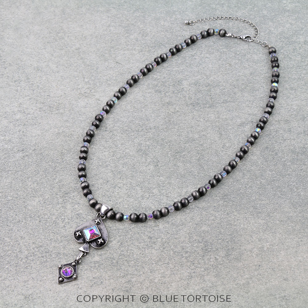 Western Poker Spade Stone Necklace