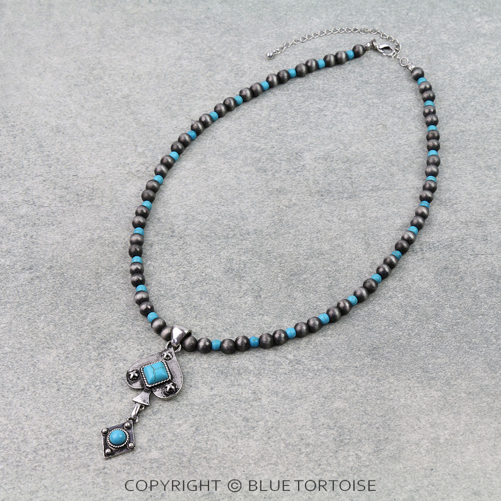 Western Poker Spade Stone Necklace