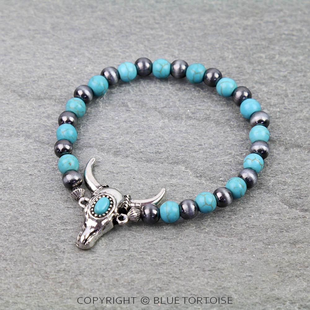 Western Steer Skull Stretch Bracelet