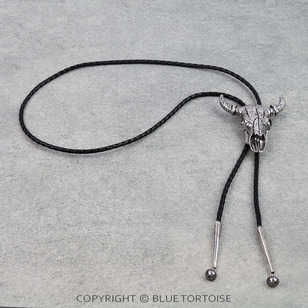 Western Steer Skull Bolo Necklace