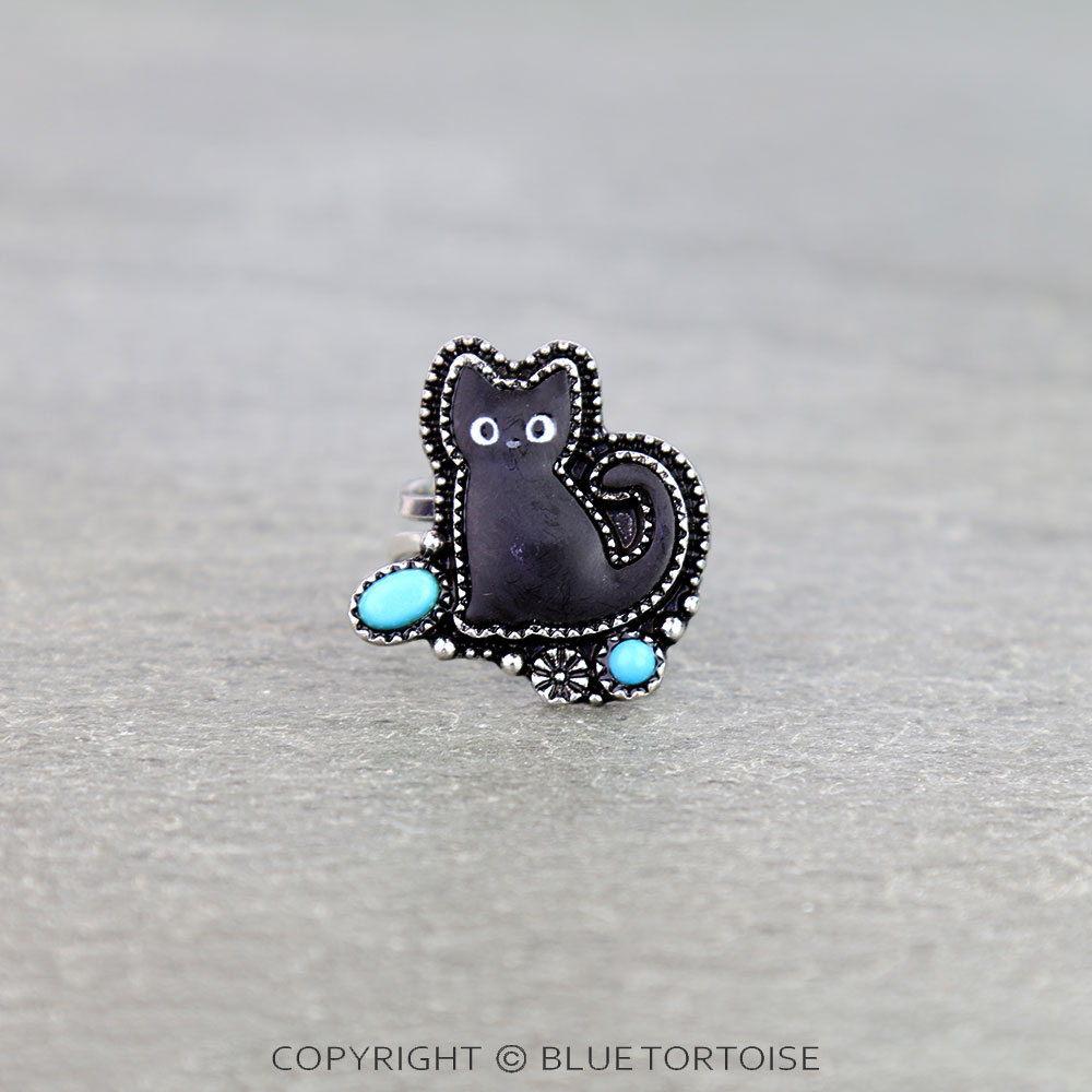 Halloween Black Cat Cuff Ring