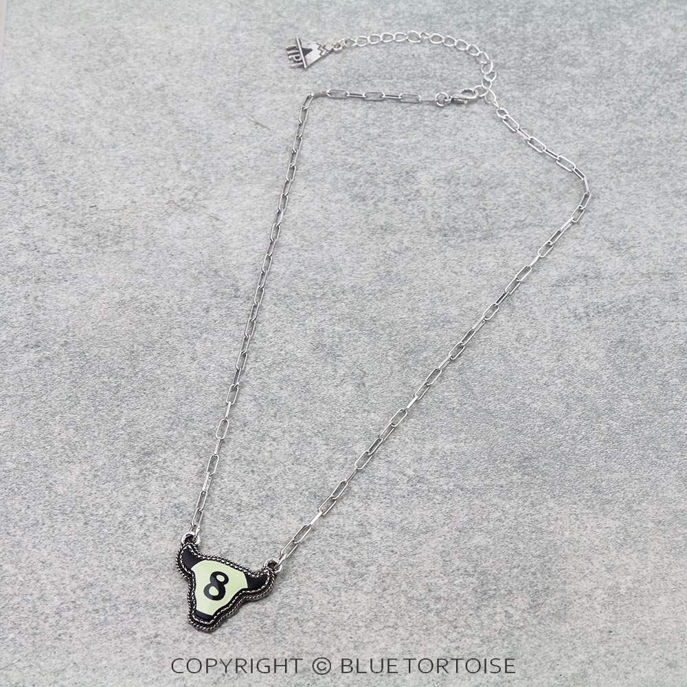 Western Cow Head 8Ball Necklace