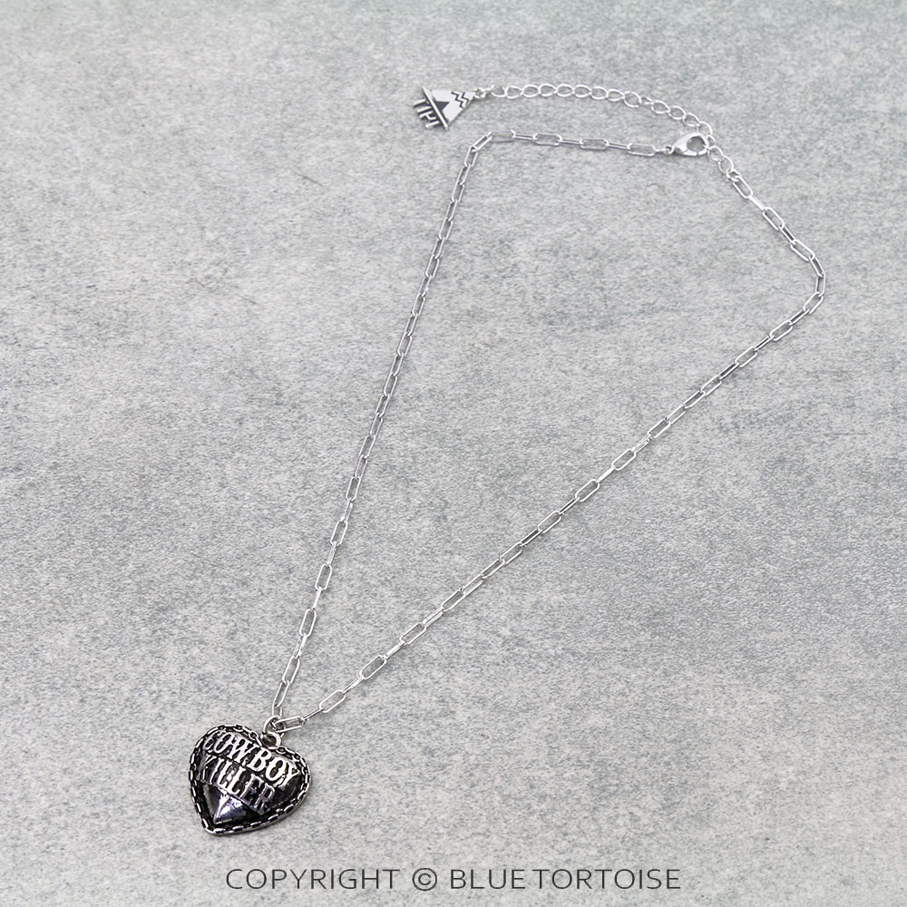 Western Heart Cowboy Killer Engraved Necklace