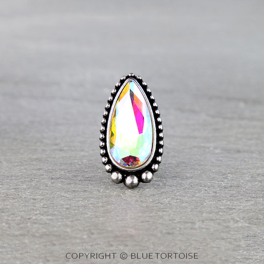 Western Teardrop Stone Cuff Ring
