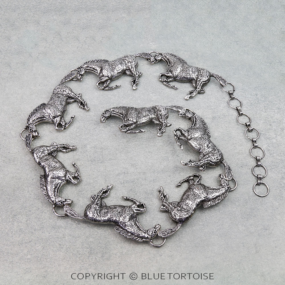 Western Horse Metal Chain Belt S/M