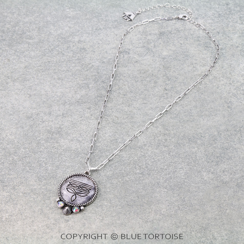 Western Boot Stitch Round Necklace - Image 3