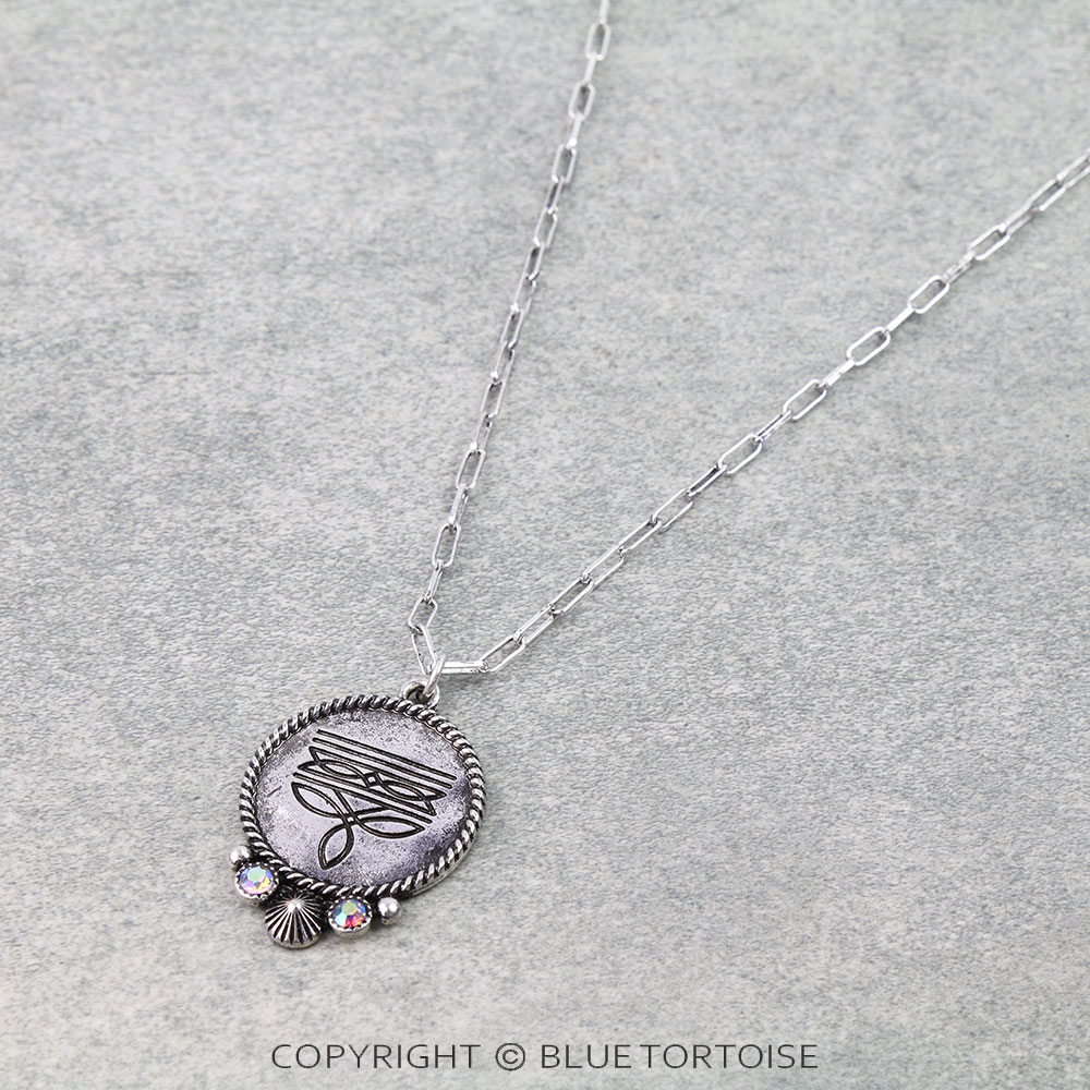 Western Boot Stitch Round Necklace