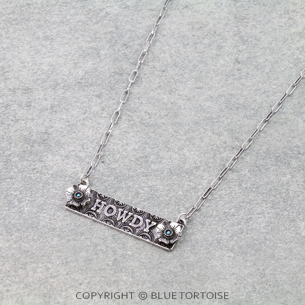 Western Flower Howdy Bar Necklace