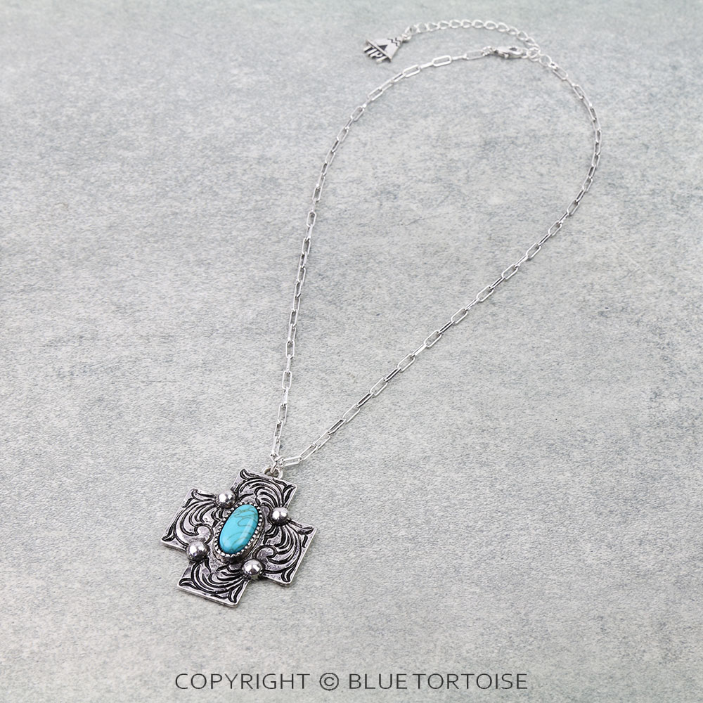 Western Cross Etched Necklace - Image 3