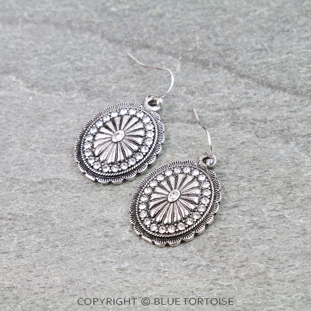 Western Concho Stone Dangle Earrings